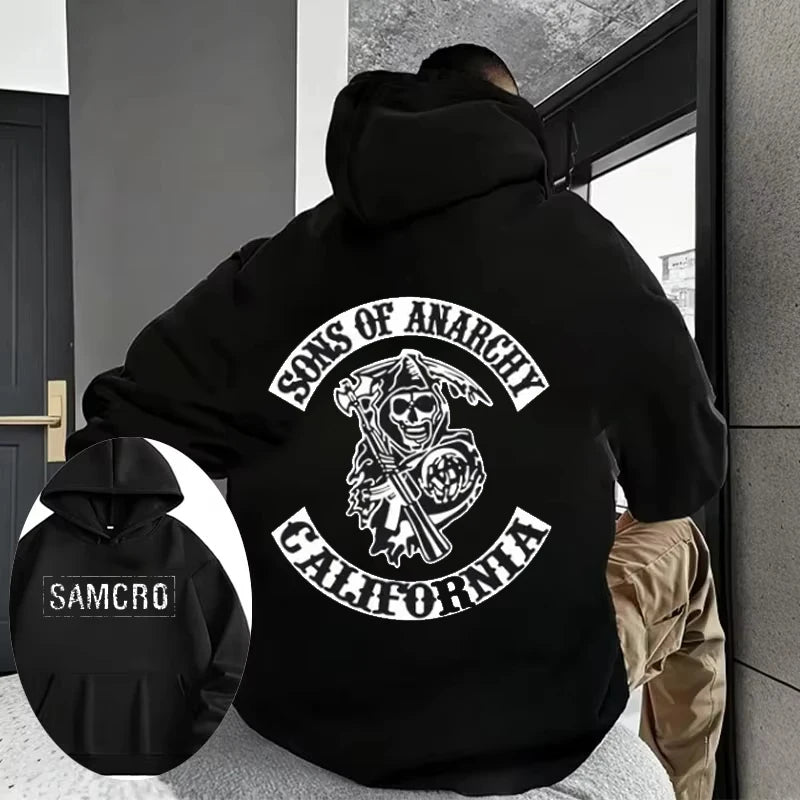 Autumn and Winter Printed Pure Cotton Fashion Trend Hip-hop Loose Casual Hoodie for Men and Women, The Son of Anarchy