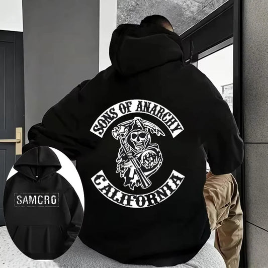 Autumn and Winter Printed Pure Cotton Fashion Trend Hip-hop Loose Casual Hoodie for Men and Women, The Son of Anarchy