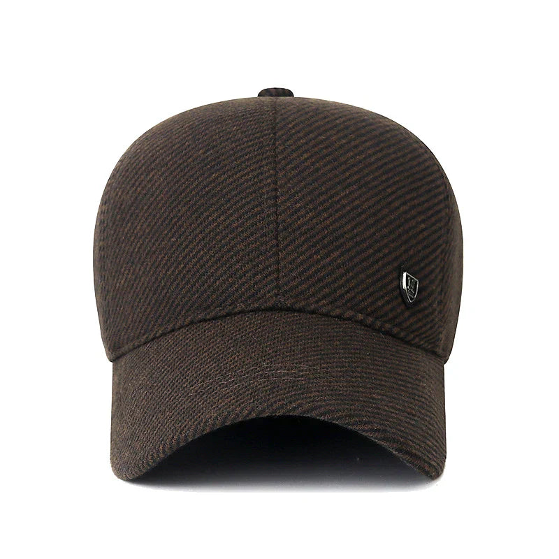 Mens Winter Baseball Cap with Ear Flaps, Baseball Winter Hats with Ear Flaps for Men Outdoor Walk Running  Adjustable Size
