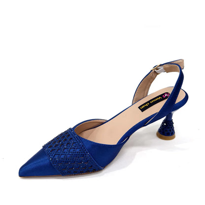 Elegant Nigerian Women’s Wine Colour Heeled Shoes and Rhinestone Handbag Set – Italian Design for Parties and Weddings