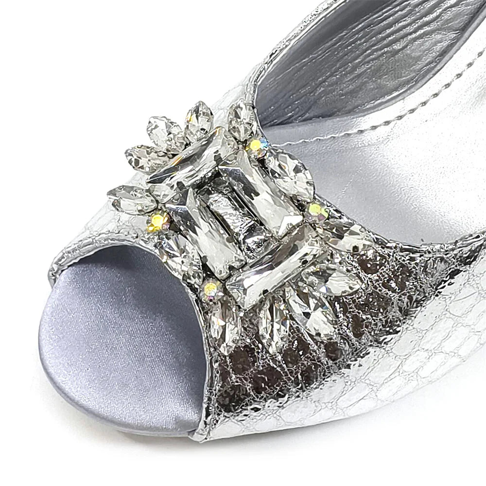 Italian Fashion Open Toe Women Strange Heels Bigger Size Fashion Rhinestone Decoration Brown Shoes And Bag Set Party Bag