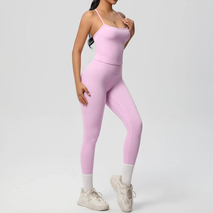 Halter Yoga Top Set Fitness Gym Suit Training Sleeveless Sport Gym Tops Crossover Back Sports Underwear  Tummy Control Slimming