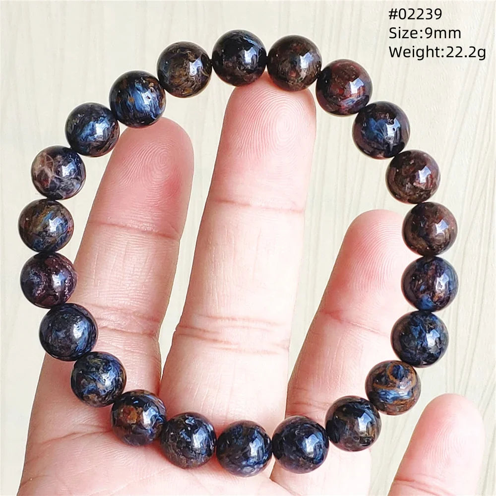 Natural Blue Pietersite Bracelet Women Men Beads Round Beads Chatoyant Cat Eye Fire Pietersite Namibia AAAAAA