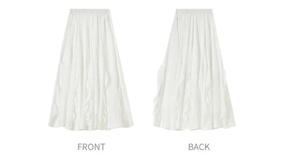 Women Summer Skirts 2026 High Waist Sweet Pleated A Line Ankle-Length Skirt Ladies Elegant Casual Clothes W52QA2169
