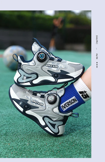 Children Fashion Sneaker Boys Casual Shoes Leather Flat Student Walking Shoes Outdoor Girl Basketball Sports Footwear