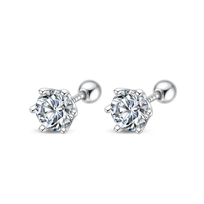 White Gold Plated 2ct Moissanite Studs Earrings for Women Wedding Sparkling 100% S925 Sterling Silver Luxury Jewelry GRA