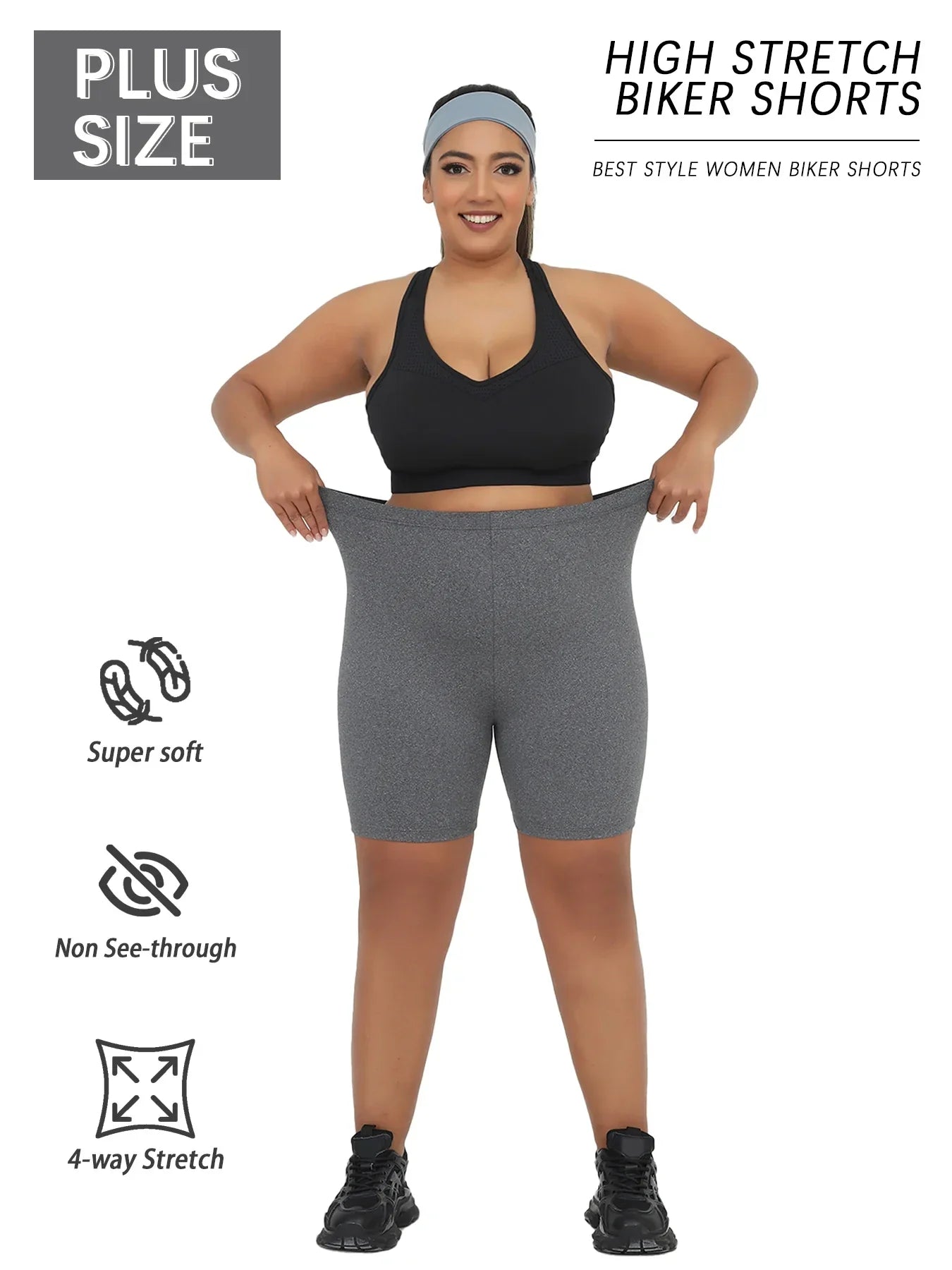 Plus Size Super Soft Biker Shorts For Women No See Through Workout Running Yoga Athletic Shorts 6"Inseam RUNNING