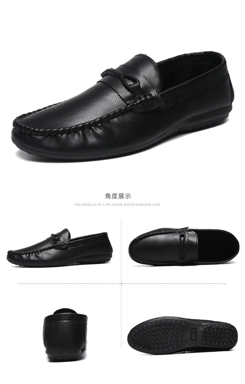 Mocassins Minimalistas Masculinos Sapatos Casuais de Couro Confortáveis Para Homens Sapatos de Condução Antiderrapantes Sapatos de Escritório Slip-on Tamanho Grande 46