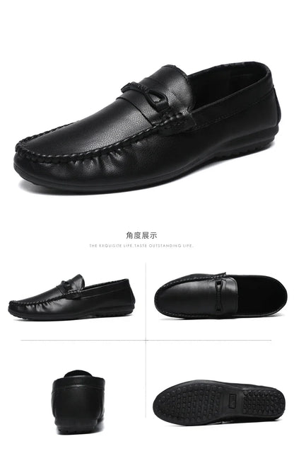 Mocassins Minimalistas Masculinos Sapatos Casuais de Couro Confortáveis Para Homens Sapatos de Condução Antiderrapantes Sapatos de Escritório Slip-on Tamanho Grande 46