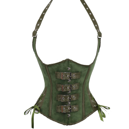Steampunk Corsets And Bustiers Sexy Halterneck Synthetic waist trainer Gothic Red Corset Top Women Outwear Corselet