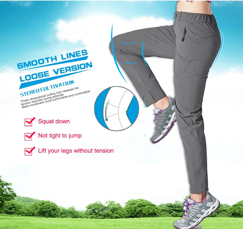 Women Hiking Pants Camping Trekking Running Climbing Mountain Trousers Lightweight Quick Dry Waterproof Summer Pants