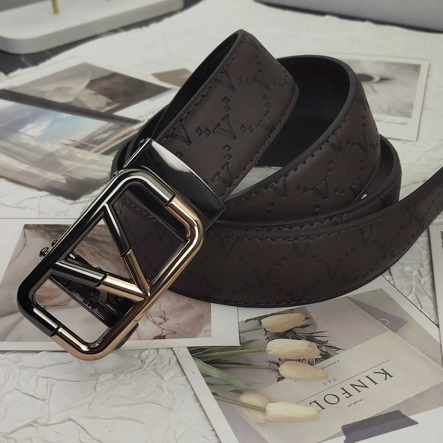 2026 Luxury Designer Belt for Men – Letter Pattern, High-Quality Leather, Metal Buckle, Business & Casual Wear