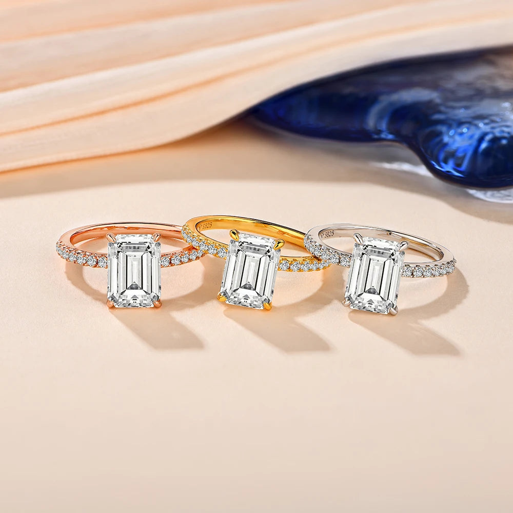 Moissanite Rings Brilliant Cut 3.5CT 925 Sterling Silver Moissanite Pass Diamond Test for Women Weddig Elegant Rings