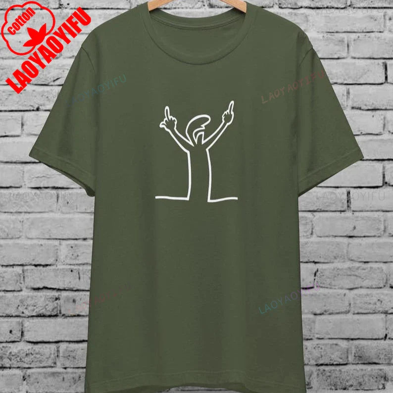 Angry La Linea Unisex T-Shirt for Men Women The Line Osvaldo Vintage Funny Gift 80s Cartoon Summer Casual Comfort Cotton Tees