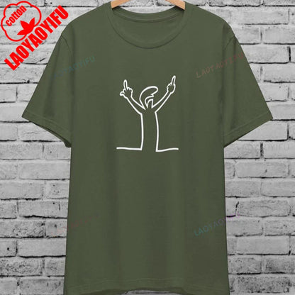 Angry La Linea Unisex T-Shirt for Men Women The Line Osvaldo Vintage Funny Gift 80s Cartoon Summer Casual Comfort Cotton Tees