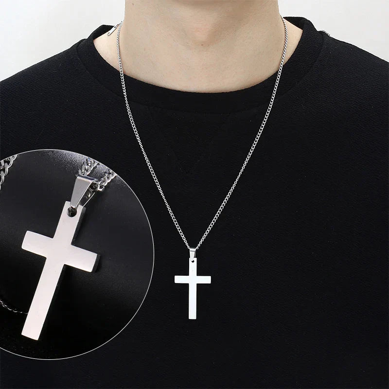 Fashion Stainless Steel Cross Pendant Necklace For Women Men Link Chain Charm Necklace Cool Boys Girls Punk Hip Hop Jewelry Gift