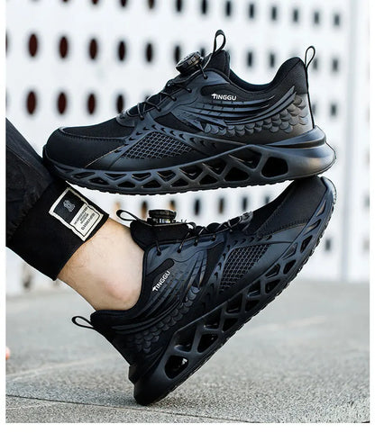 Men's Summer Mesh Labor Protection Shoes Anti-Smashing Wear-Resistant Outdoor Construction Site Protection Work Shoes Anti-Pierc