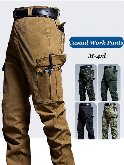 New Work Cargo Pant Men Wear-Resistant Stretch Tactical Trousers Casual Breathable Multi-Pocket Outdoor Waterproof Training Pant