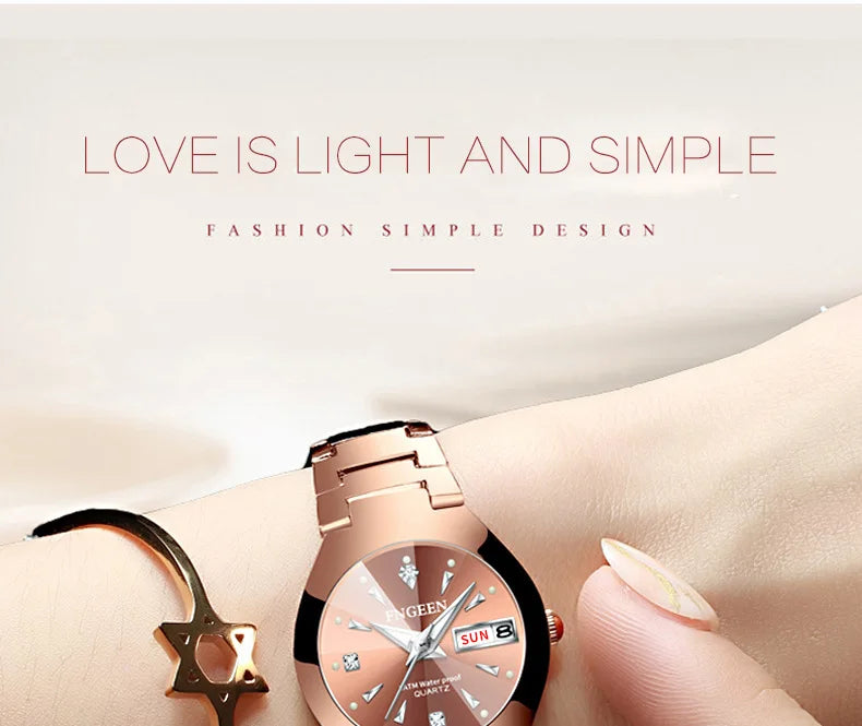 Relogio Feminino Couple Watch Men Quartz watch for Lovers Luxury Womens wristwatch Stainless Steel Waterproof
