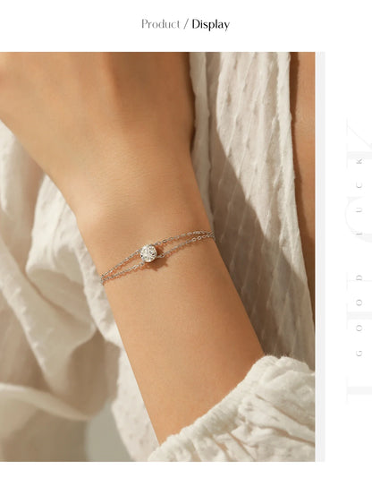 1CT D Color Moissanite Bracelet 925 Sterling Silver Delicate Double Layer Bracelets For Bridal Wedding Fine Jewelry Gifts