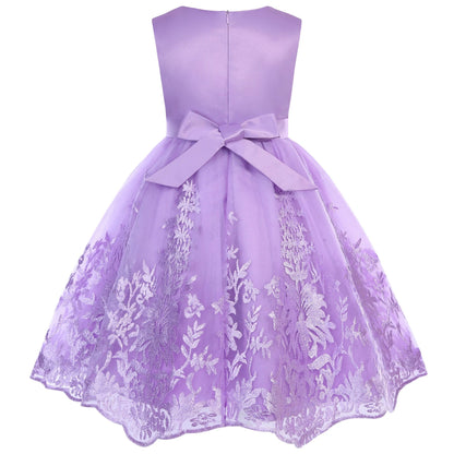 Europe and the United States cross-border new sleeveless undershirt embroidered princess dress girls flowers mesh dress flower