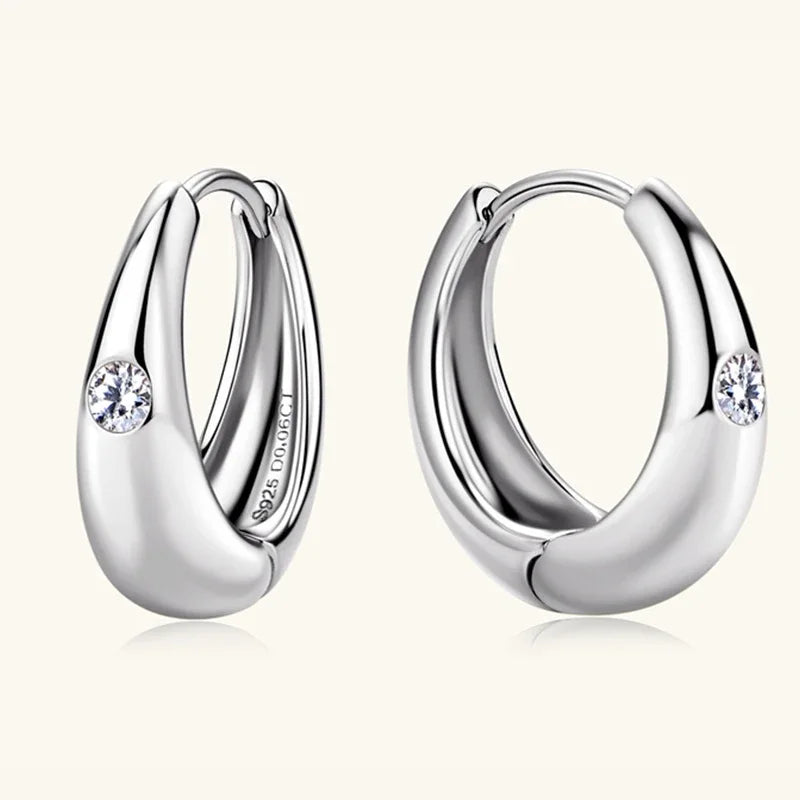 Premium Real 0.12cttw Moissanite Hoop Earrings for Women Girls S925 Silver Earring Party Fine Jewelry Small Ear Buckle Gift