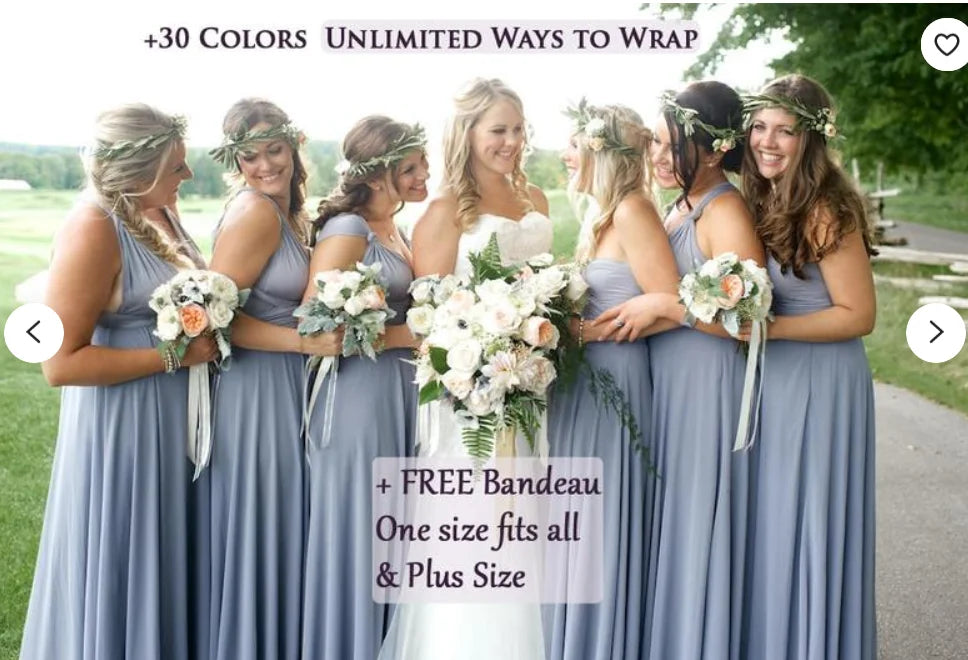 Sexy Bridesmaid Dress Infinity Style Convertible Halter V neckline Gown Sleeveless Multiway Wrap Changable Guest Gown