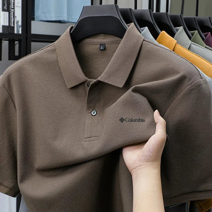 High end brand polo shirt letter printed men's short sleeved 100% cotton comfortable breathable casual 2026 summer new T-shirt