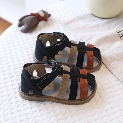 Boys Summer Closed Toe Sandals Anti-Collision Soft Sole Beach Shoes Non-Slip Rubber Bottom Toddler Casual Footwear 21-30