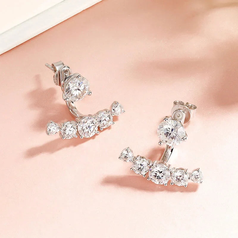 4.6CTTW Full Moissanite Stud Earrings for Women Sparkly Simulated Diamond S925 Sterling Silver Ear Jewelry Christmas Gift