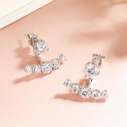 4.6CTTW Full Moissanite Stud Earrings for Women Sparkly Simulated Diamond S925 Sterling Silver Ear Jewelry Christmas Gift
