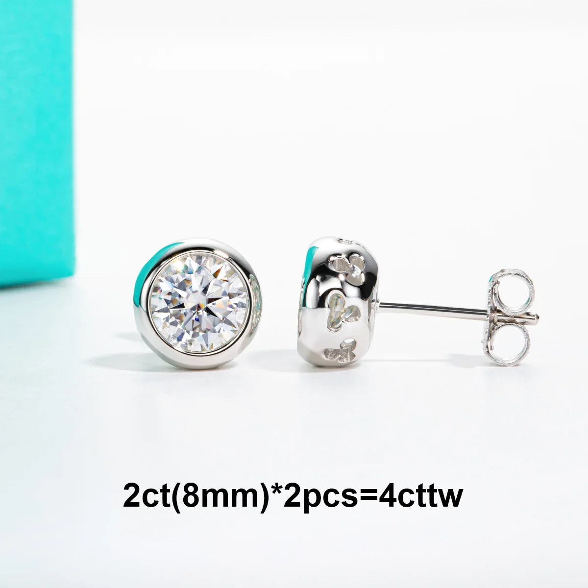 D Color Moissanite Bezel Stud Earrings 18K Gold Plated Pendant Necklace 925 Sterling Silver Jewelry Set Customs Jewelry