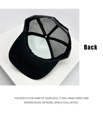 American Style Cruise Printed Anime New Letter Mesh Trucker Caps Sunshade Breathable Baseball Hats Men Women Versatile Fashion