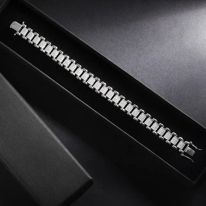 2024 Original Full 1mm D Color Moissanite Diamond Cuban Link Bracelet For Men Women Unisex 925 Silver 10mm Wrist Bracelets