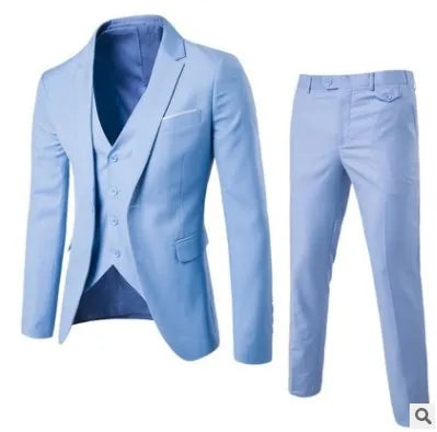 Men's 3 Piece Suit Notch Lapel Business Casual Wedding Groom Formal Wear Summer
