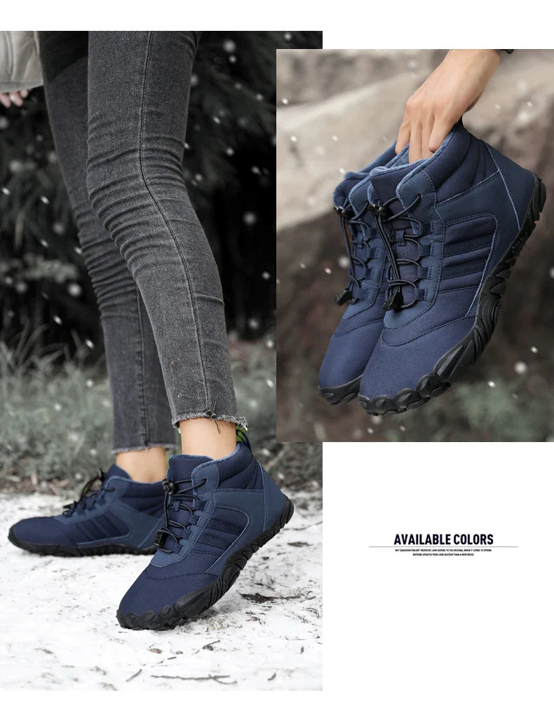 Womens Mens Waterproof Winter Barefoot Shoes Snow Boots Cotton Warm Fur Lined Unisex Walking Hiking Outdoor Shoes
