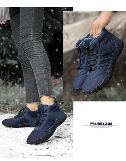 Womens Mens Waterproof Winter Barefoot Shoes Snow Boots Cotton Warm Fur Lined Unisex Walking Hiking Outdoor Shoes
