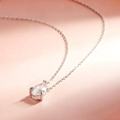 Certified 1CT 2CT Pear Cut D VVS1 Moissanite Necklace for Women 18k Gold Plated Jewelry 100%  Sterling Silver 925 Pendant