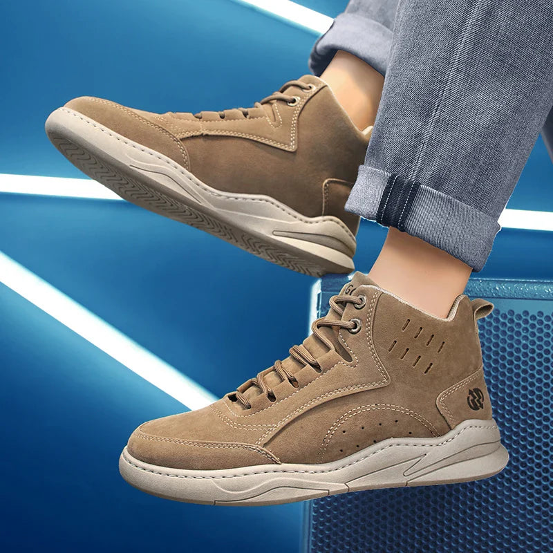 High Top Boots Men's Shoes Fashion Motorcycle Ankle Boots Shoes for Men Winter Boots Men's Sneakers Lace-Up Botas Hombre