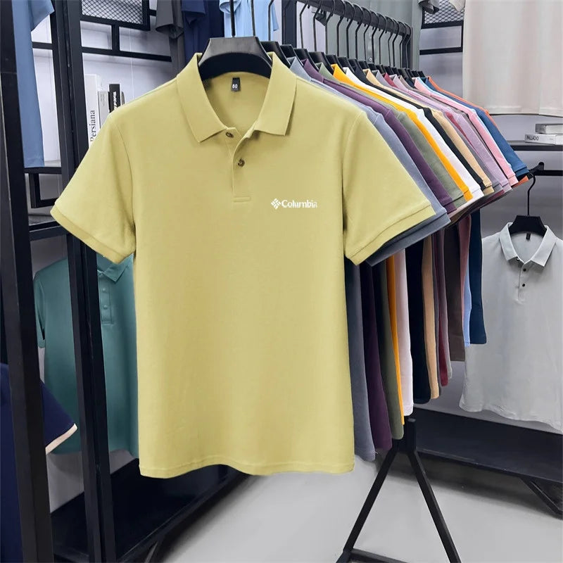Cotton100% Men's Summer Luxury High Quality Short Sleeves Polo Shirt Letter Printing 25colors Brand T-Shirt Business Men's Wear
