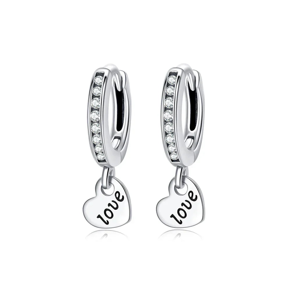 Original 925 Sterling Silver Earrings 2025 Stud Hoop Crystal Earings For Women Rose Gold Crown Heart Infinity Bee Earing Jewelry
