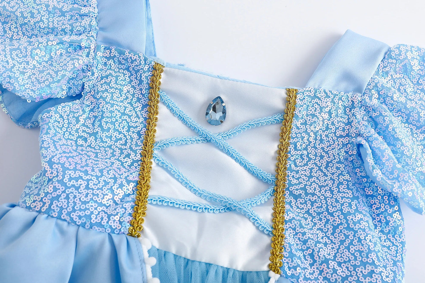 Girls Cosplay Cinderella Costume Deluxe Lace Dress Birthday Party Princess Fairy Tale Grace Ball Gown Butterfly Clothes