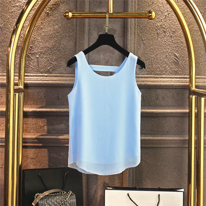 New Arrival Casual Shirt Chiffon Vest Female Summer New Sleeveless Halter T-shirt V-neck Blouse Loose Inside Cover Bellies