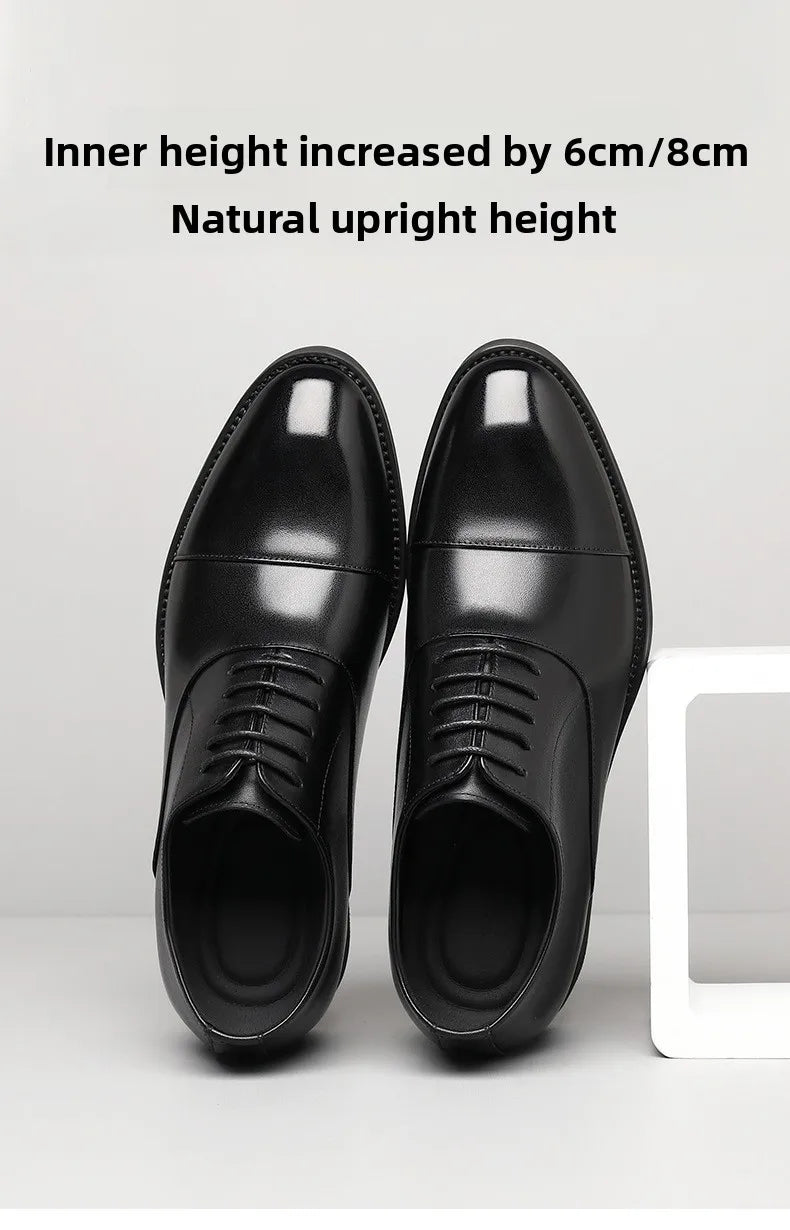 2026 Height Increase 8cm Leather Shoes Men Business Leather Wedding Shoes Men