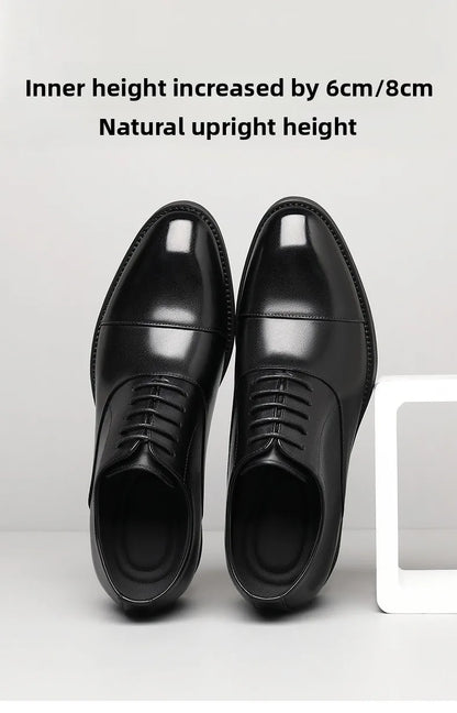 2026 Height Increase 8cm Leather Shoes Men Business Leather Wedding Shoes Men