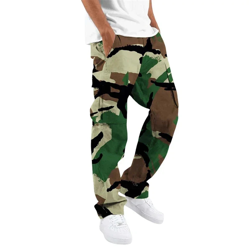 2024 Fashion camouflage overalls men's printing fashion outdoor overalls straight rope overalls men's clothingMen's pants casual