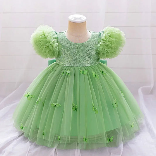 Roupa de Bebê Menina Verão Laço e Borboleta Estampado Halter Cor Sólida Tule Vestidos de Bebê Crianças Vestido Bonito Casual Bebê Menina ASQ03