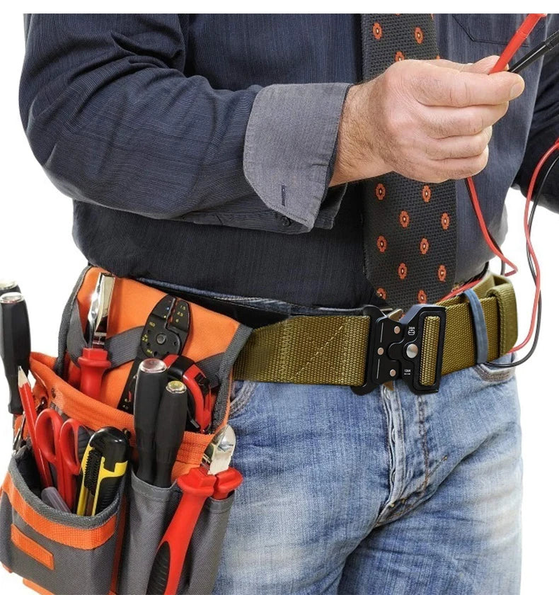 Men Tactical Belt Quick Release Outdoor Zinc Alloy Buckle Belt Soft Real Nylon Sports Hiking Camping Hunting Belt
