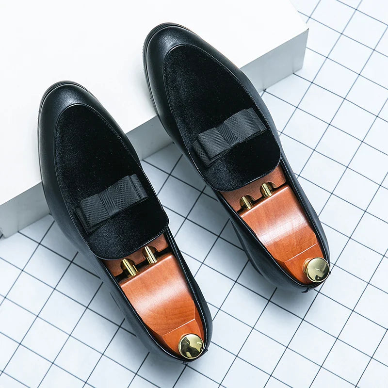 Social Leather Men British Business shoes Men Brogue Shoe Wedding Men's Dress Formal Shoes Large Size 48 Bow Loafers Male