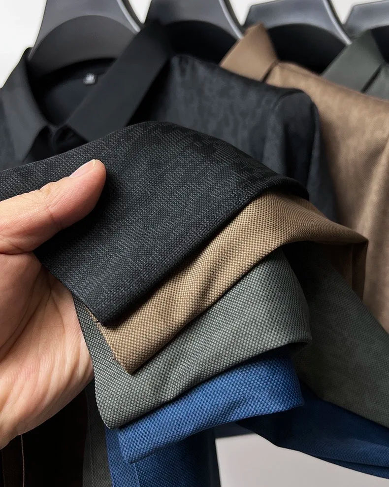 High end jacquard design short sleeve T-shirt men new summer ice silk breathable and cool lapel top fashionable brand POLO shirt